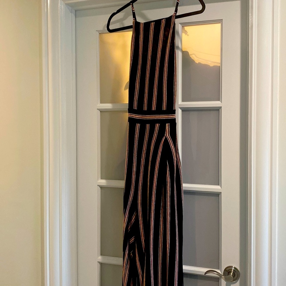 Joie jumpsuit. 100% linen. Halter top tie back. open in back.  Full length leg